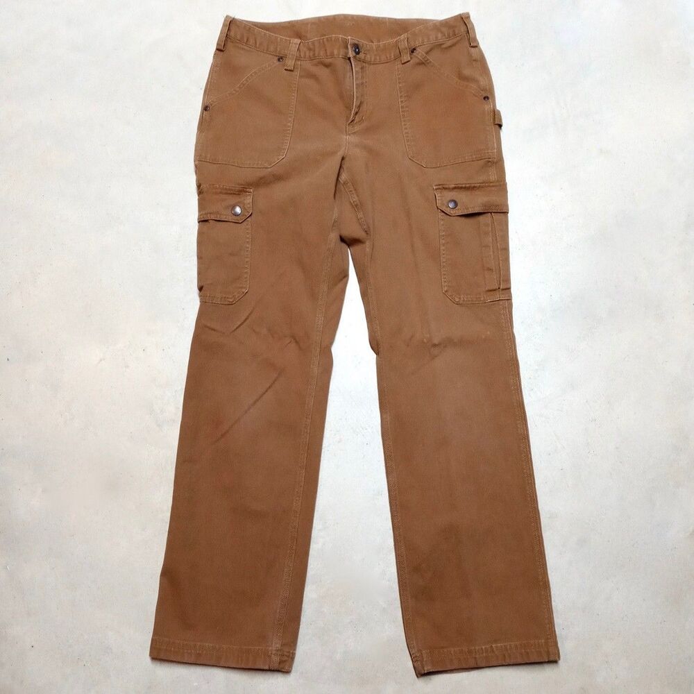 Duluth Trading Womens Fire Hose Curvesetter Waist Pants Size 14x33 Cargo Utility